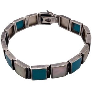 Vintage - styled Navajo 925 sterling silver bracelet